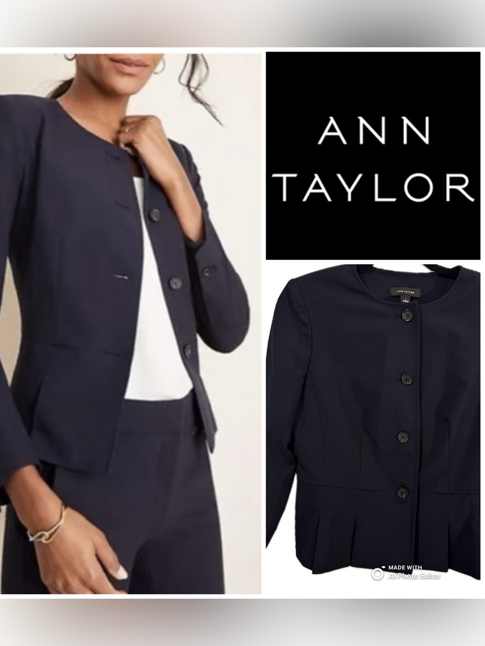 NWT! Ann Taylor Navy Peplum Jacket